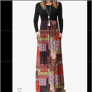 Long Sleeve Loose Plain Maxi Dresses